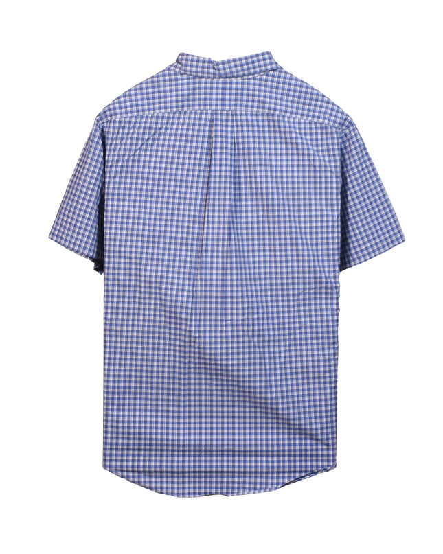 Ralph Lauren Ghingam Slim Fit Short Sleeve Check Blue Shirt