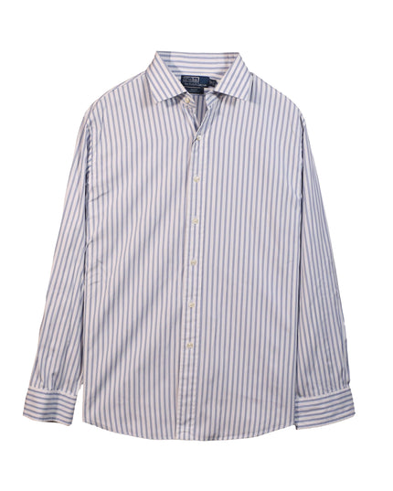 Ralph Lauren Regent Custom Fit Blue & White Striped Cotton Dress Shirt