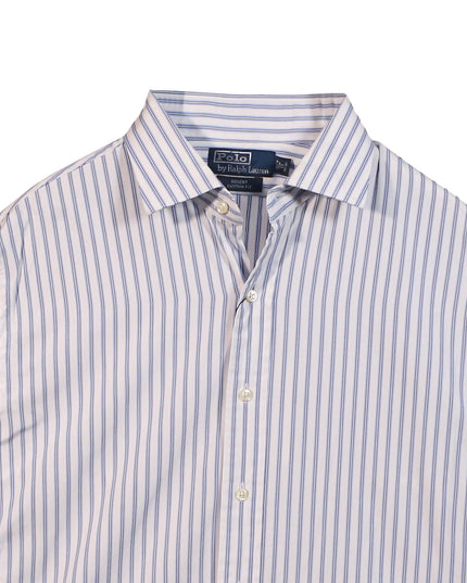Ralph Lauren Regent Custom Fit Blue & White Striped Cotton Dress Shirt