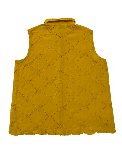 U.S. Polo Assn. Mustard Yellow Sleeveless Embroidered Cotton Shirt - L