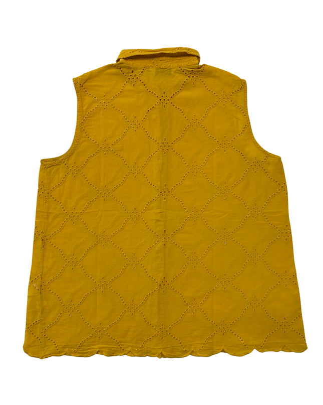 U.S. Polo Assn. Mustard Yellow Sleeveless Embroidered Cotton Shirt - L