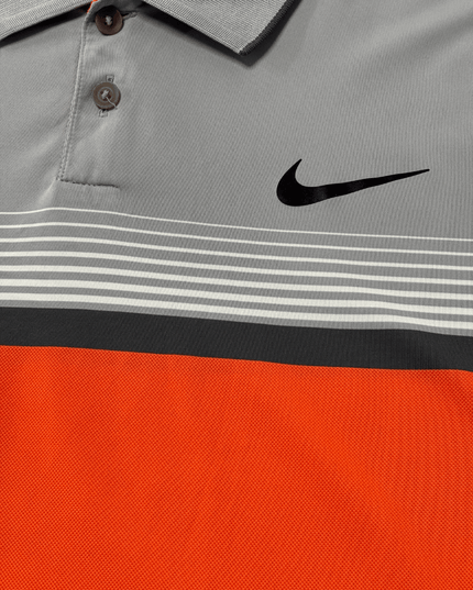 Nike Golf Tour Performance Dri-Fit Orange/Grey Colorblock Polo Shirt