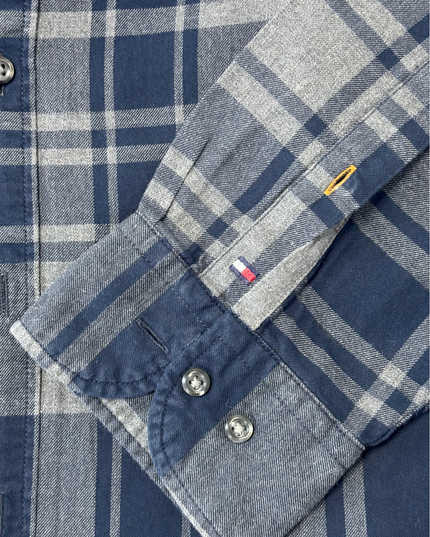 Tommy Hilfiger New York Fit Navy & Grey Checkered Flannel Shirt - L