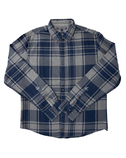 Tommy Hilfiger New York Fit Navy & Grey Checkered Flannel Shirt - L