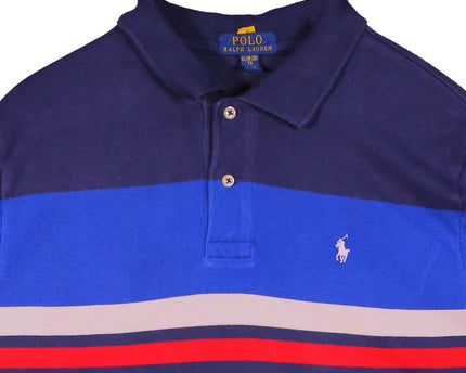 Ralph Lauren Big & Tall Stripe Mesh Short Sleeve Polo Blue Polo Shirt