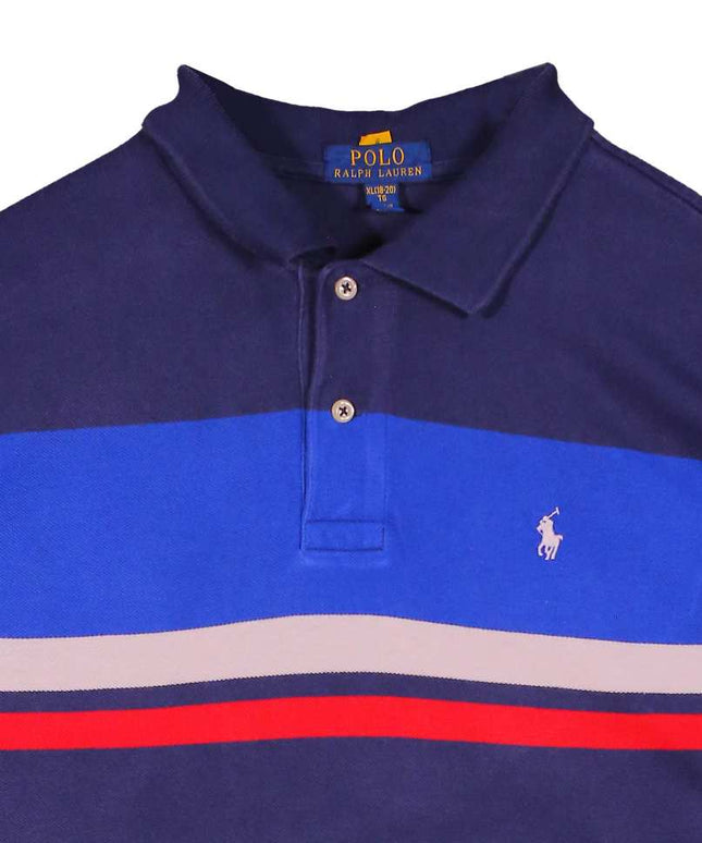 Ralph Lauren Big & Tall Stripe Mesh Short Sleeve Polo Blue Polo Shirt
