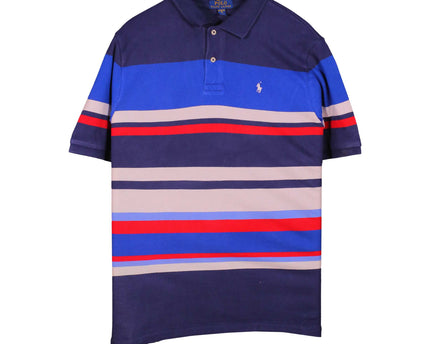 Ralph Lauren Big & Tall Stripe Mesh Short Sleeve Polo Blue Polo Shirt