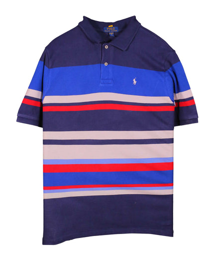 Ralph Lauren Big & Tall Stripe Mesh Short Sleeve Polo Blue Polo Shirt
