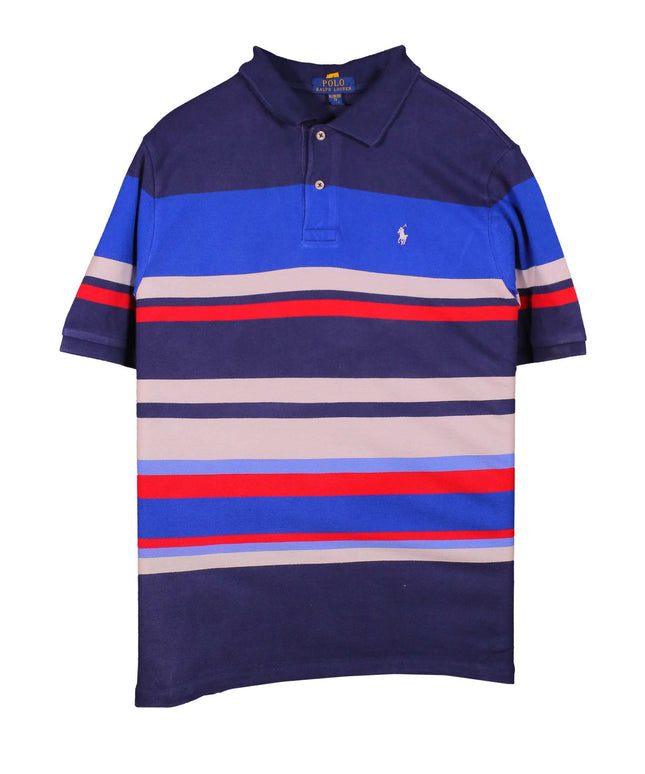 Ralph Lauren Big & Tall Stripe Mesh Short Sleeve Polo Blue Polo Shirt