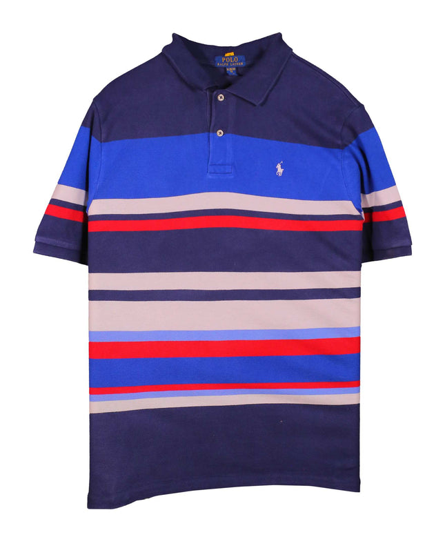 Ralph Lauren Big & Tall Stripe Mesh Short Sleeve Polo Blue Polo Shirt