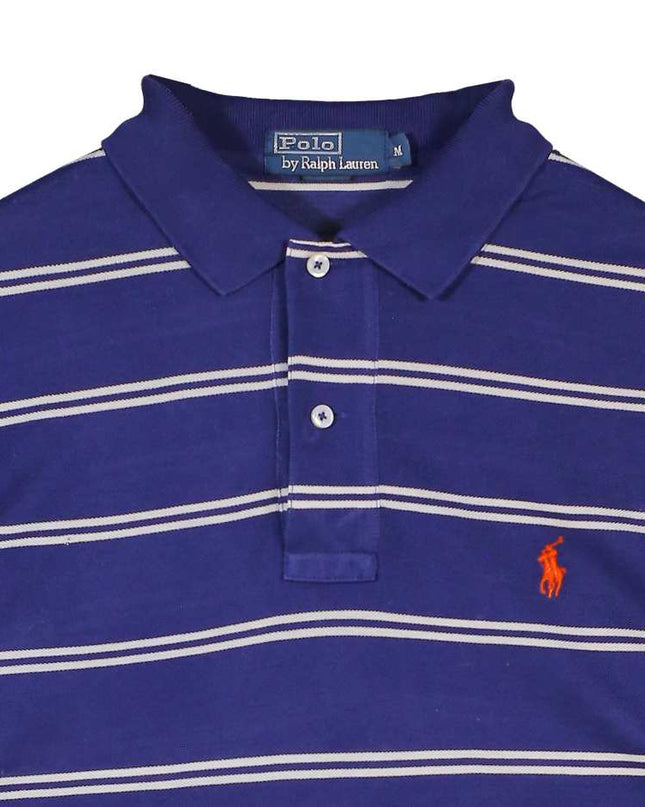 Ralph Lauren Striped Hi-Low Hem Cotton Blue Polo Shirt