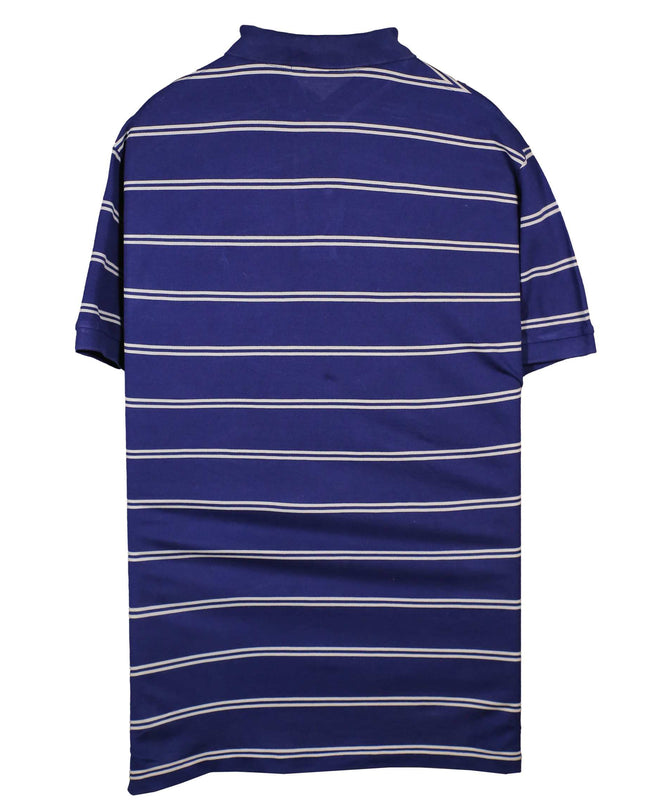 Ralph Lauren Striped Hi-Low Hem Cotton Blue Polo Shirt