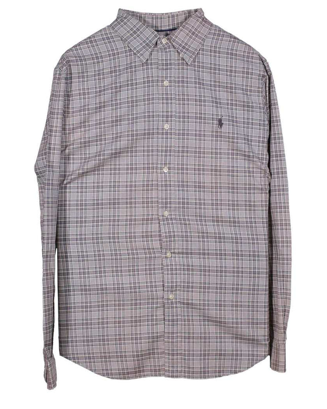 Ralph Lauren Performance Button Up Plaid Gray Shirt