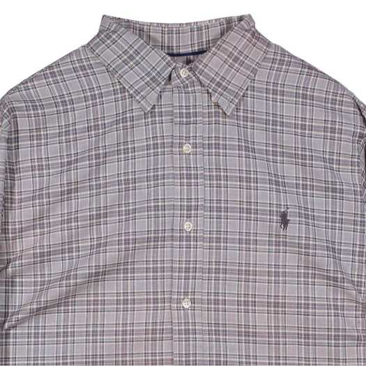 Ralph Lauren Performance Button Up Plaid Gray Shirt