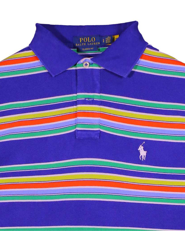 Ralph Lauren Big Pony Crest Patch Classic Fit Mesh Blue Polo