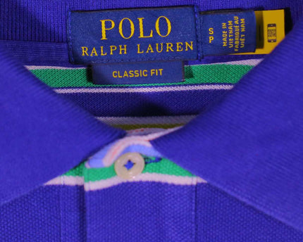 Ralph Lauren Big Pony Crest Patch Classic Fit Mesh Blue Polo