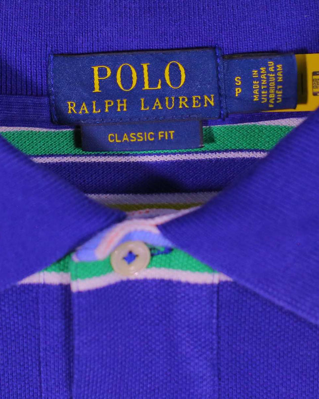 Ralph Lauren Big Pony Crest Patch Classic Fit Mesh Blue Polo