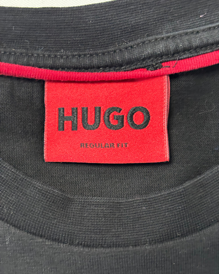 HUGO Regular Fit Black Graphic Logo T-Shirt - M