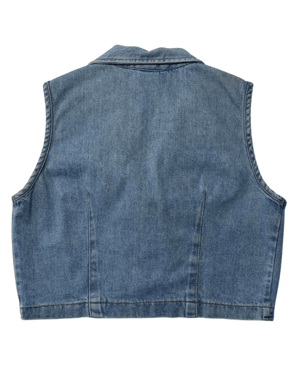 Tickets Clothing Vintage 90s Light Wash Denim Zip-Up Vest