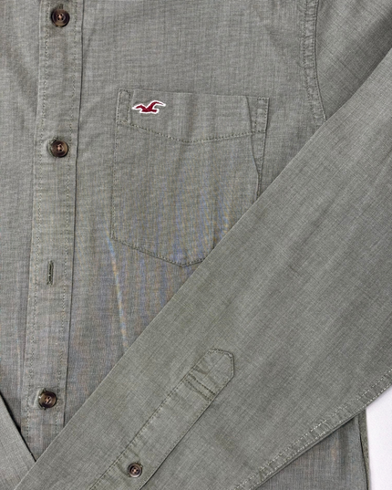 Hollister California Olive Green Stretch Casual Shirt