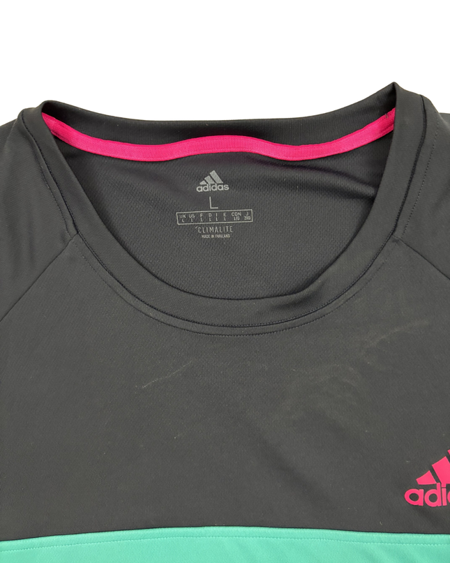Adidas Climalite Black & Teal Performance Sports T-Shirt - L