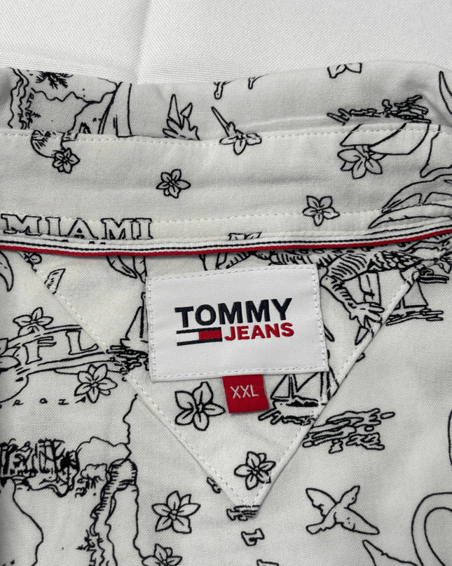 Tommy Jeans Miami Print Camp White Tropical Shirt