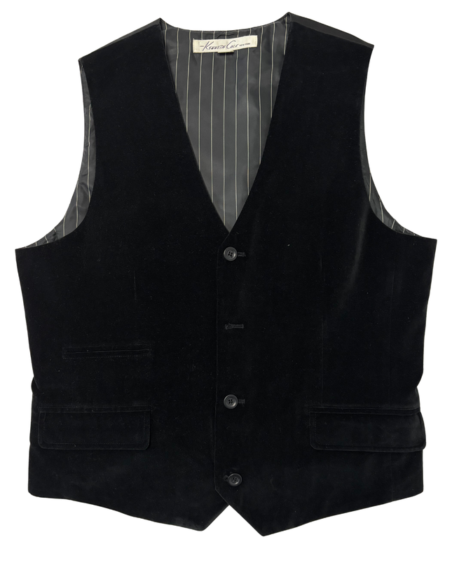 Kenneth Cole New York Black Velvet Tailored Waistcoat