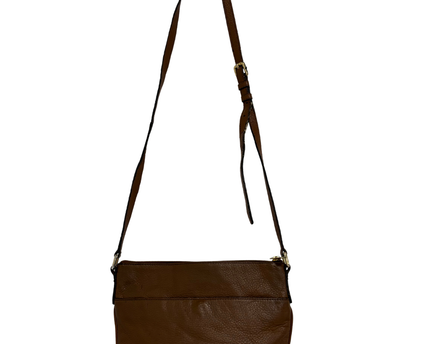 Michael Kors Brown Pebbled Leather Double Zip Crossbody Bag