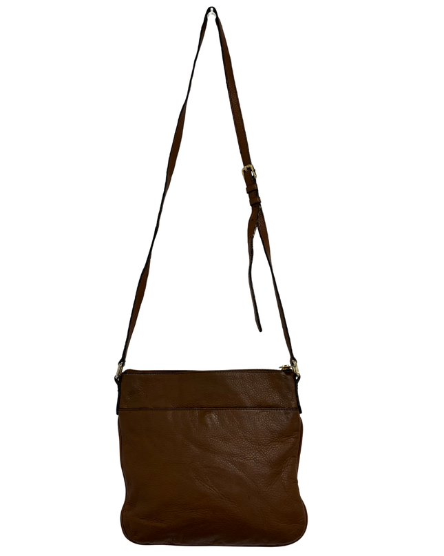 Michael Kors Brown Pebbled Leather Double Zip Crossbody Bag