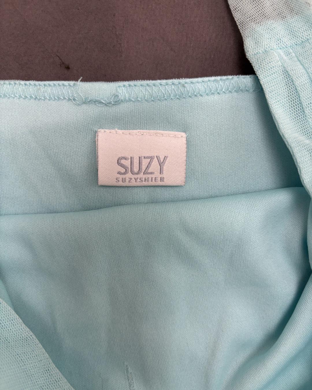 Suzy Shier Y2K Aqua Sequin Halter Top - XXS
