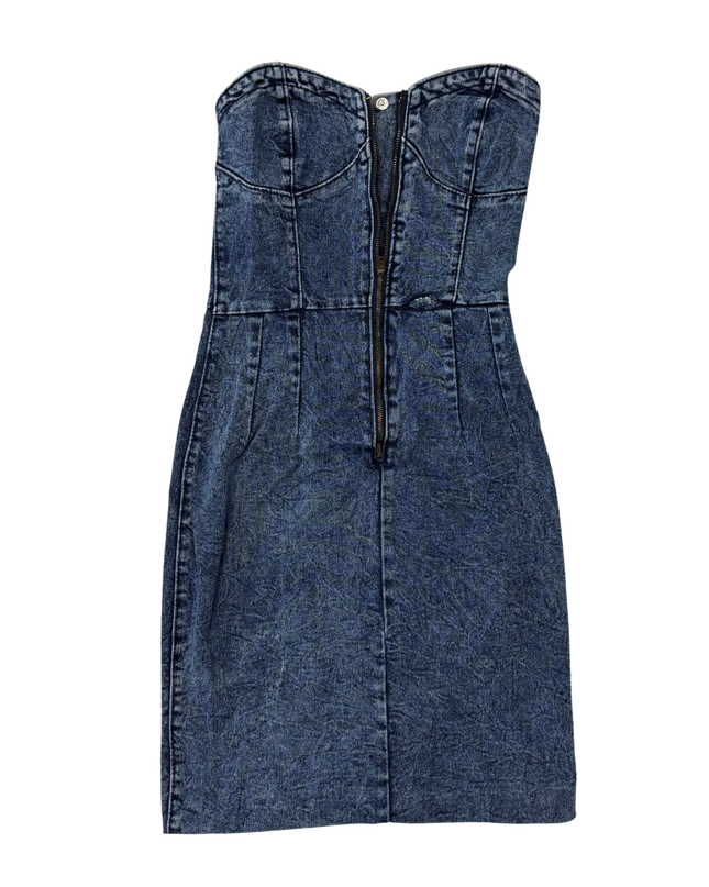Fancy Hiss Blue Strapless Denim Bodycon Mini Dress - XXS