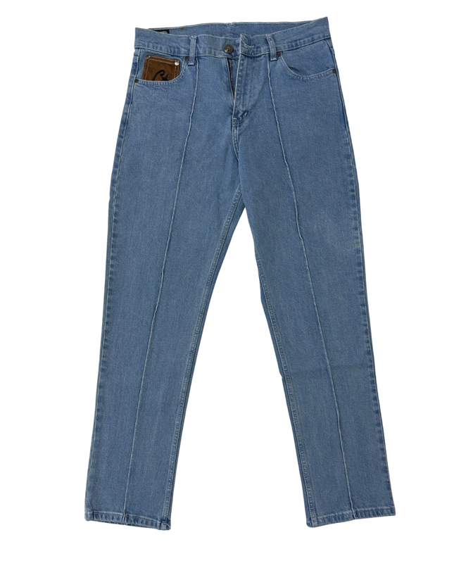 Corteiz Rules The World Light Blue Star Patch Denim Jeans
