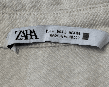 Zara Ecru Denim Utility Short Sleeve Romper Jumpsuit