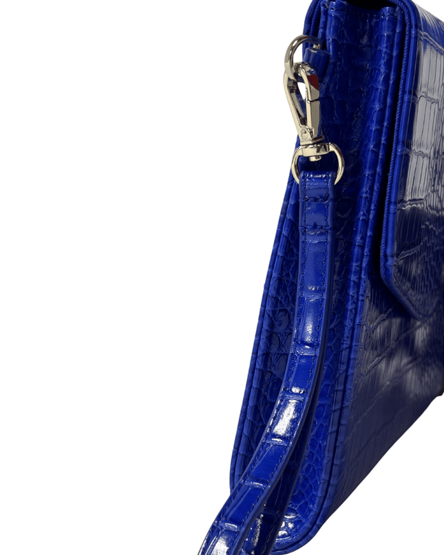 Ted Baker London Electric Blue Croc-Embossed Clutch Bag
