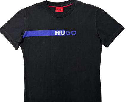HUGO Regular Fit Black Graphic Logo T-Shirt - M