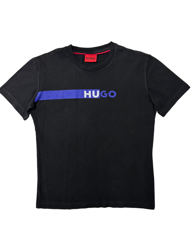 HUGO Regular Fit Black Graphic Logo T-Shirt - M
