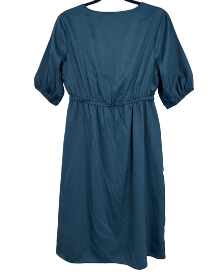 Austin Reed London Teal Button-Front Elasticated Waist Midi Dress
