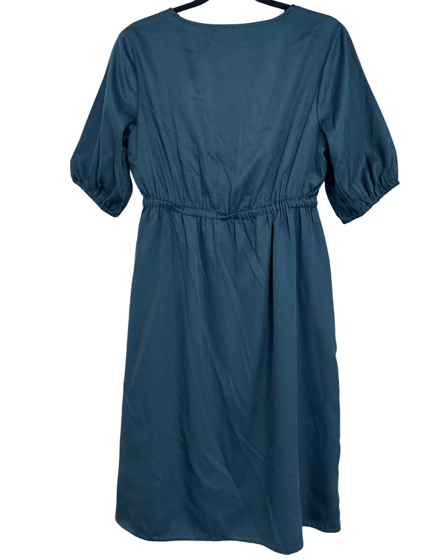 Austin Reed London Teal Button-Front Elasticated Waist Midi Dress
