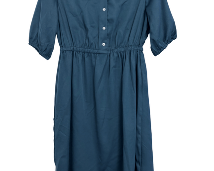 Austin Reed London Teal Button-Front Elasticated Waist Midi Dress
