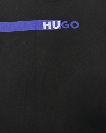 HUGO Regular Fit Black Graphic Logo T-Shirt - M