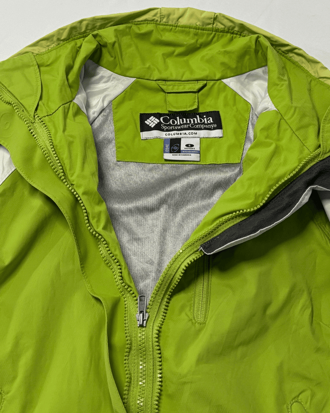 Columbia Lime Green & White Omni-Tech Waterproof Outdoor Jacket
