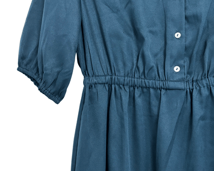 Austin Reed London Teal Button-Front Elasticated Waist Midi Dress