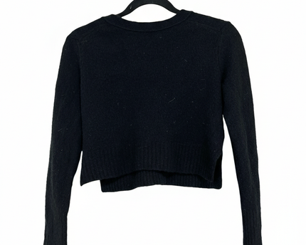 AllSaints Black Wool-Blend Cropped V-Neck Cardigan