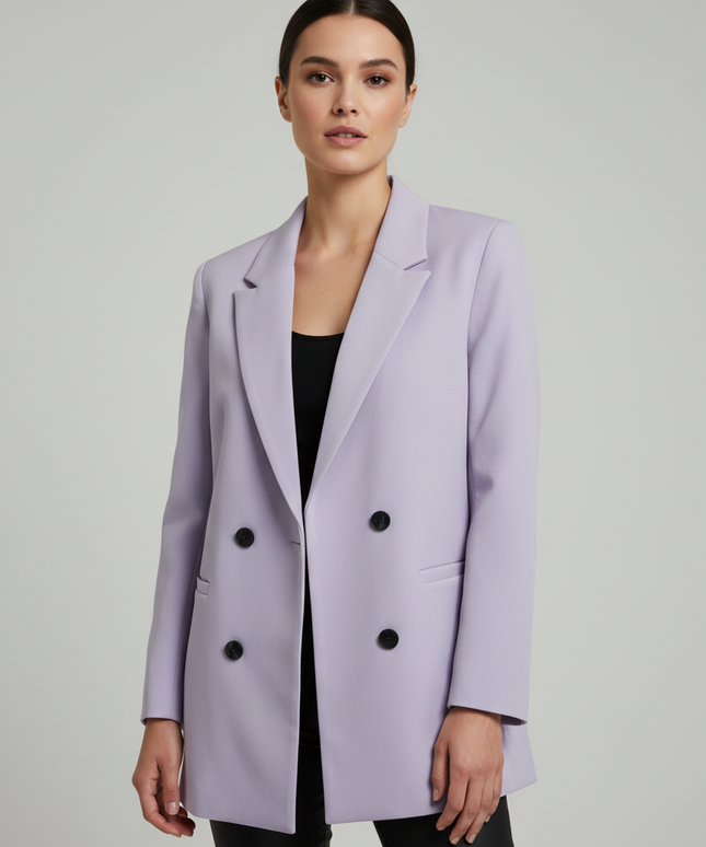 Noisy May Lilac Double-Breasted Structured Blazer