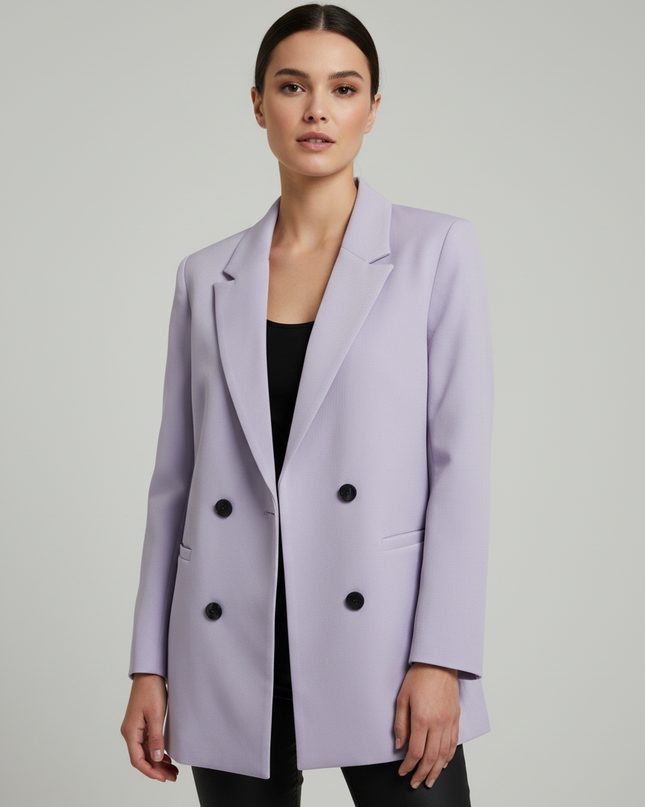 Noisy May Lilac Double-Breasted Structured Blazer