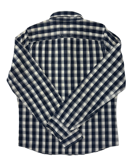Hollister Navy & Cream Checkered Button-Down Shirt - L