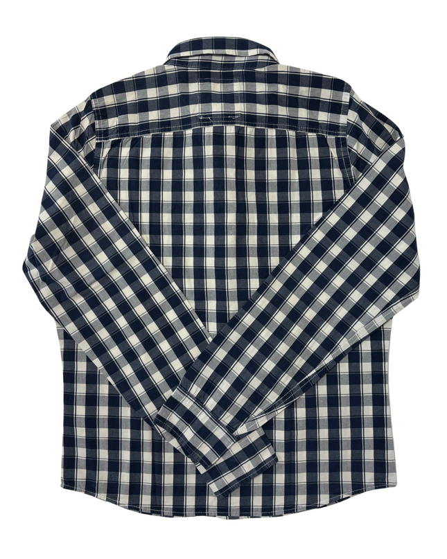 Hollister Navy & Cream Checkered Button-Down Shirt - L