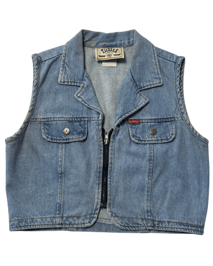 Tickets Clothing Vintage 90s Light Wash Denim Zip-Up Vest