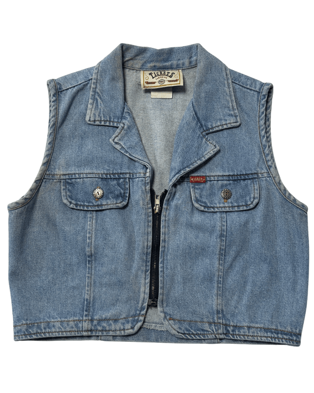 Tickets Clothing Vintage 90s Light Wash Denim Zip-Up Vest