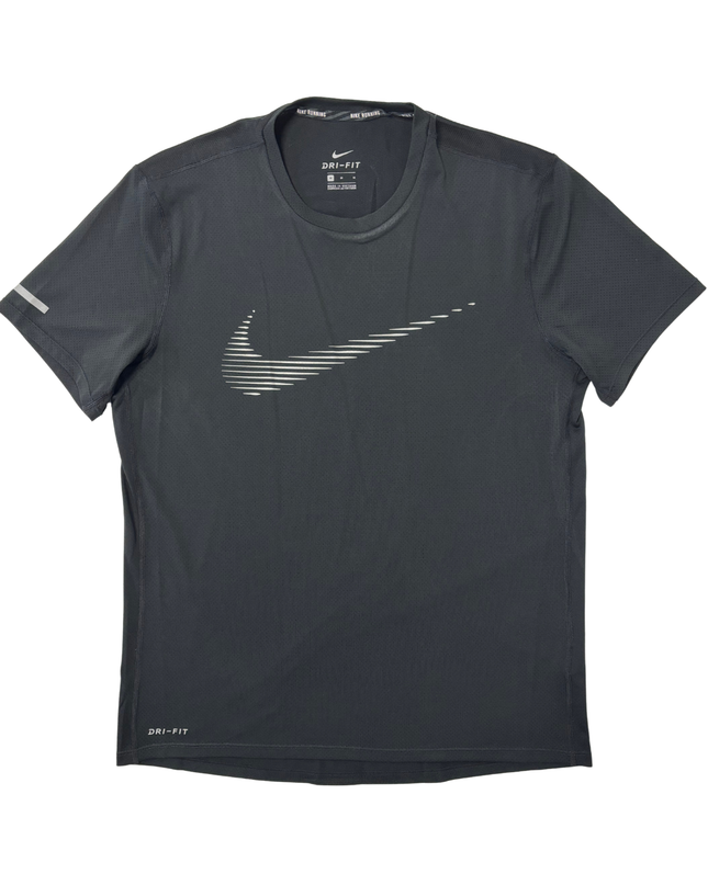 Nike Dri-Fit Running Division Black Reflective Swoosh Training T-Shirt